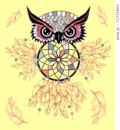 Traditional Tattoo Owl Hold Dream Catcher Symbolのイラスト素材 Traditional Tattoo Owl Hold Dream Catcher Symbolのイラスト素材