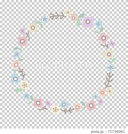 蠟筆顏色的手繪花圈框架 71736061