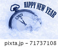 2021 Happy New Year, New Year 2021, greeting card, pocket watch in snow, English text 71737108