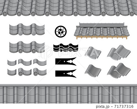 屋根のフレームとパーツのイラスト素材セットのイラスト素材