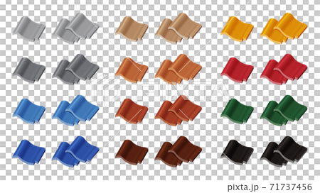 カラフルな瓦のイラスト素材セット カラフルな瓦のイラスト素材セット 71737456