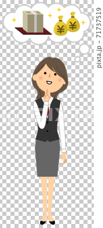 一個穿制服的女人，想像很多錢 71737519