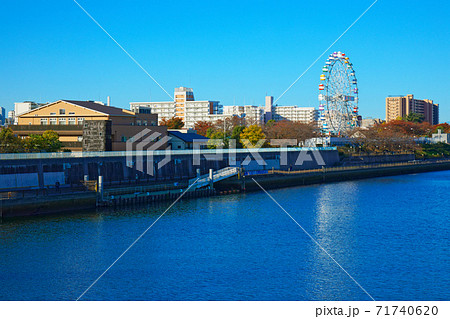 あらかわ遊園の新観覧車と青空 紅葉 あらかわ遊園の新観覧車と青空 紅葉 71740620