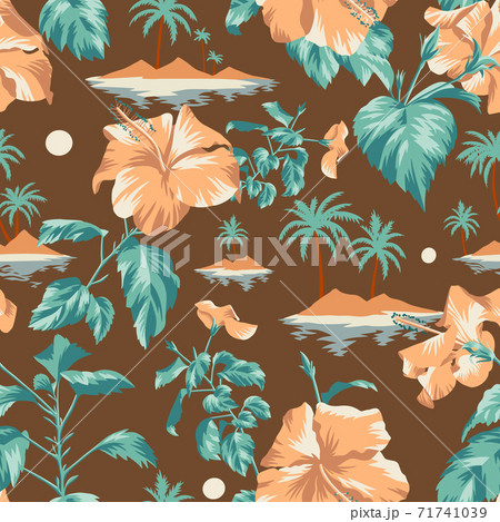 Summer island and floral pattern Summer island and floral pattern 71741039