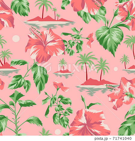 Summer island and floral pattern Summer island and floral pattern 71741040