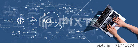 Agile concept with woman using a laptop Agile concept with woman using a laptop 71741074