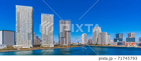東京・晴海のタワーマンションと豊洲のビル群 71745793