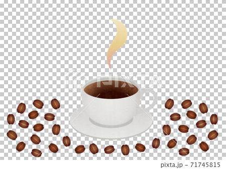 コーヒー豆とコーヒーカップの素材イラストのイラスト素材