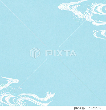 波をあしらった水色の和風背景 複数のバリエーションがありますのイラスト素材
