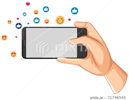 Smart Phone With Social Media Facebook Icon のイラスト素材