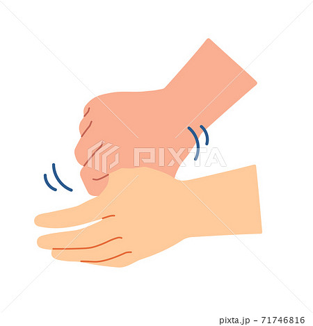 消毒液を使った手指消毒の手順 アルコール消毒 6.親指と掌をねじり擦る(両手) 消毒液を使った手指消毒の手順 アルコール消毒 6.親指と掌をねじり擦る(両手) 71746816