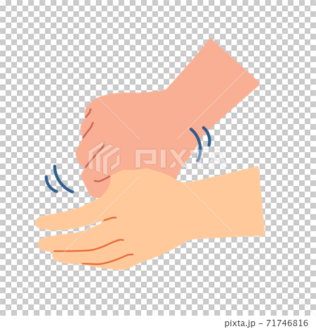 消毒液を使った手指消毒の手順 アルコール消毒 6.親指と掌をねじり擦る(両手) 消毒液を使った手指消毒の手順 アルコール消毒 6.親指と掌をねじり擦る(両手) 71746816