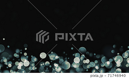 薄い水色の丸ボケの抽象的な黒色背景イメージ素材のイラスト素材