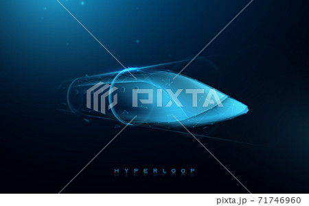 Monorail high-speed futuristic train, Hyperloops. Low poly model design. 3d Vector illustration 71746960