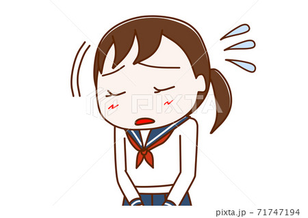 おじぎして謝る女子学生のイラスト素材