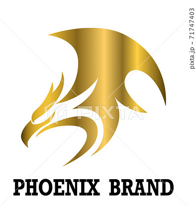 Golden vector logo of phoenix. It shows power and strength.	 71747403