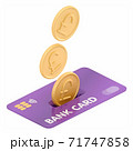 The pound sterling coins droping into credit card. 71747858