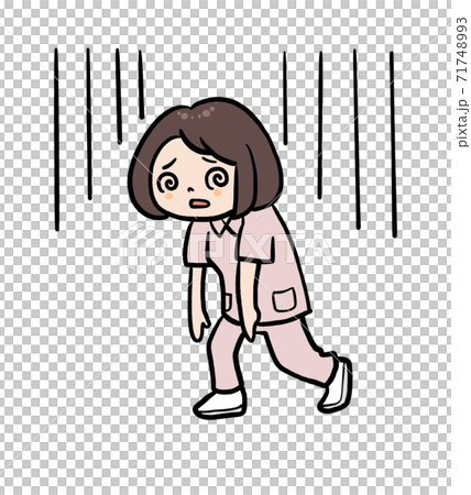 疲労でクタクタの看護師のイラストのイラスト素材
