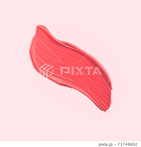 Red brush stroke or makeup smudge closeup, beauty cosmetics and lipstick texture 71749892