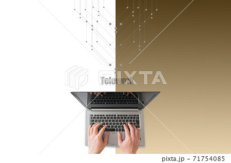 パソコン操作 テレワーク背景素材のイラスト素材