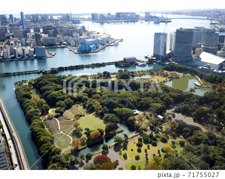 東京都　浜離宮恩賜庭園と東京港 71755027