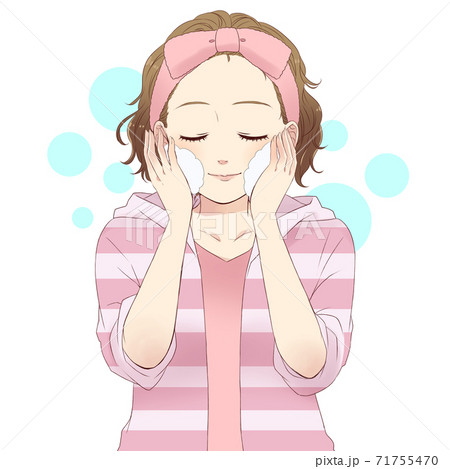 洗顔してる女の子のイラスト素材 洗顔してる女の子のイラスト素材