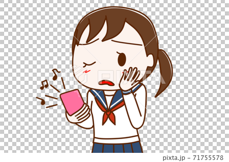 Female student thinking whether to get an incoming call Female student thinking whether to get an incoming call 71755578