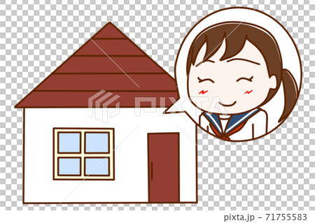 ステイホームを楽しむ女子学生 71755583