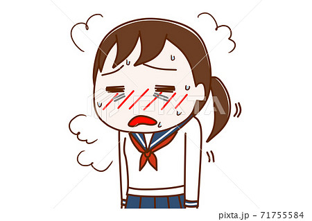熱が出て身体がだるい女子学生 熱が出て身体がだるい女子学生 71755584