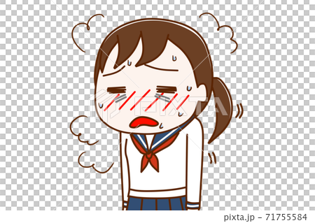 熱が出て身体がだるい女子学生 熱が出て身体がだるい女子学生 71755584