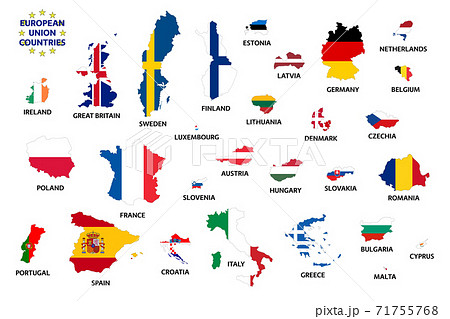 European Union countries with flags before Brexit. Member states of European Union 71755768