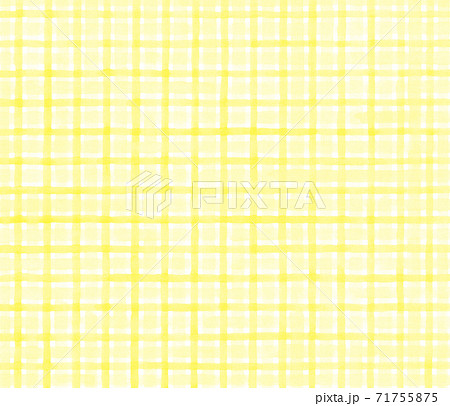 アナログ水彩手描きチェック柄黄色 71755875