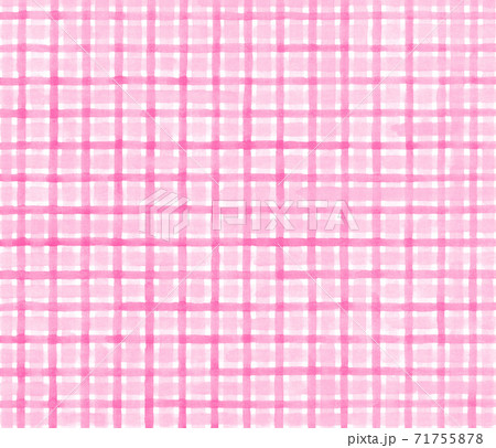 アナログ水彩手描きチェック柄ピンク 71755878