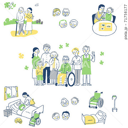 さまざまな介護イメージシーン セット さまざまな介護イメージシーン セット 71756177