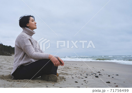 woman near sea woman near sea 71756499