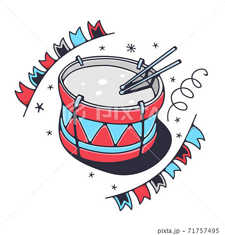 Cute Illustration With Drum Isolated On A のイラスト素材