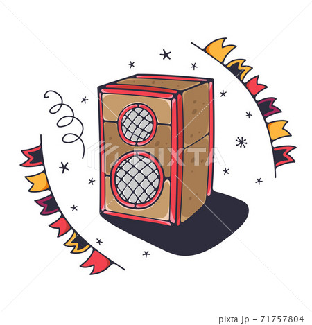 Cute illustration with speakers. Isolated on a white background. Vector doodle illustrations. 71757804