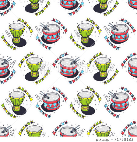 Drums. Seamless pattern on a white background....のイラスト素材 [71758132] - PIXTA