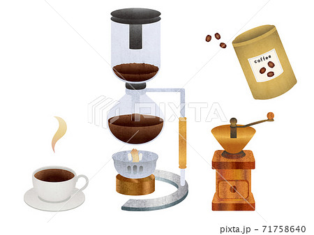 サイフォン式コーヒーの器具セットのイラスト素材