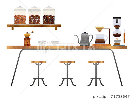 ホットコーヒーとカフェの風景 ホットコーヒーとカフェの風景 71758647