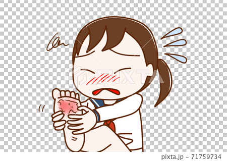 水虫で痒くて辛い女子学生のイラスト素材