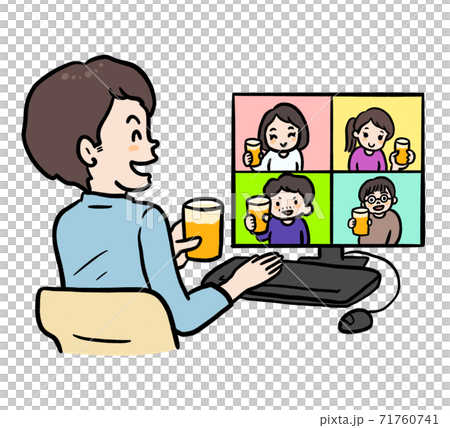 オンライン飲み会のイラストのイラスト素材