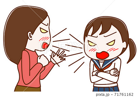 反抗期の女子学生と喧嘩する母 71761162