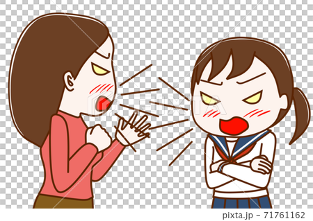 反抗期の女子学生と喧嘩する母 71761162