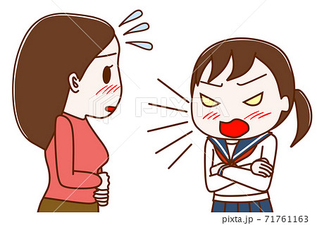 反抗期の女子学生とタジタジの母 71761163