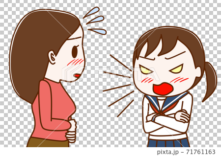 反抗期の女子学生とタジタジの母 71761163
