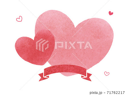 水彩風のハート型フレーム ピンクのイラスト素材