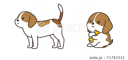 ビーグル犬 成犬と子犬 ベクターイラストセットのイラスト素材