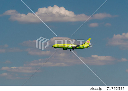 Russia. Krasnodar region. A passenger plane comes in to land from the Black sea at the airport in Gelendzhik. Russia. Krasnodar region. A passenger plane comes in to land from the Black sea at the airport in Gelendzhik. 71762555