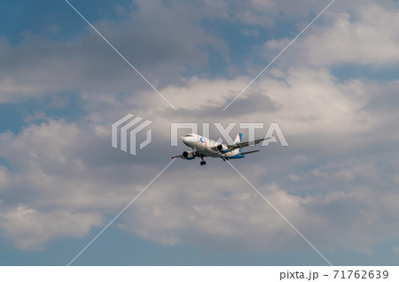 Russia. Krasnodar region. A passenger plane comes in to land from the Black sea at the airport in Gelendzhik. 71762639